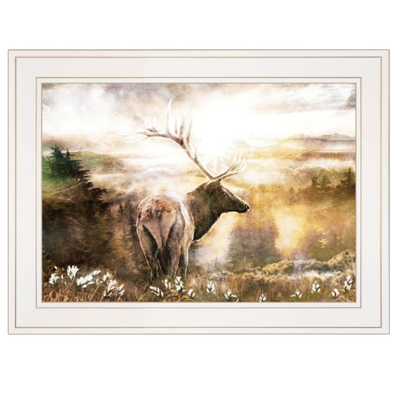 TrendyDecor4U Farmhouse "Heading HomeElk" Framed Print Wall Art by